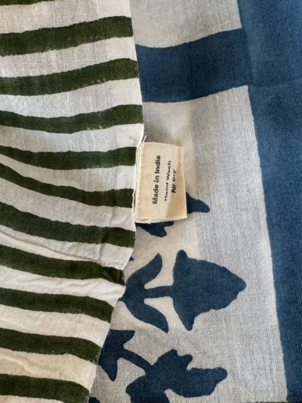 NWOT, SZ BLOCKPRINTS, HAND BLOCK PRINTED SARONG - CLASSIC BLUE PALLADIO GRID - Picture 4 of 9